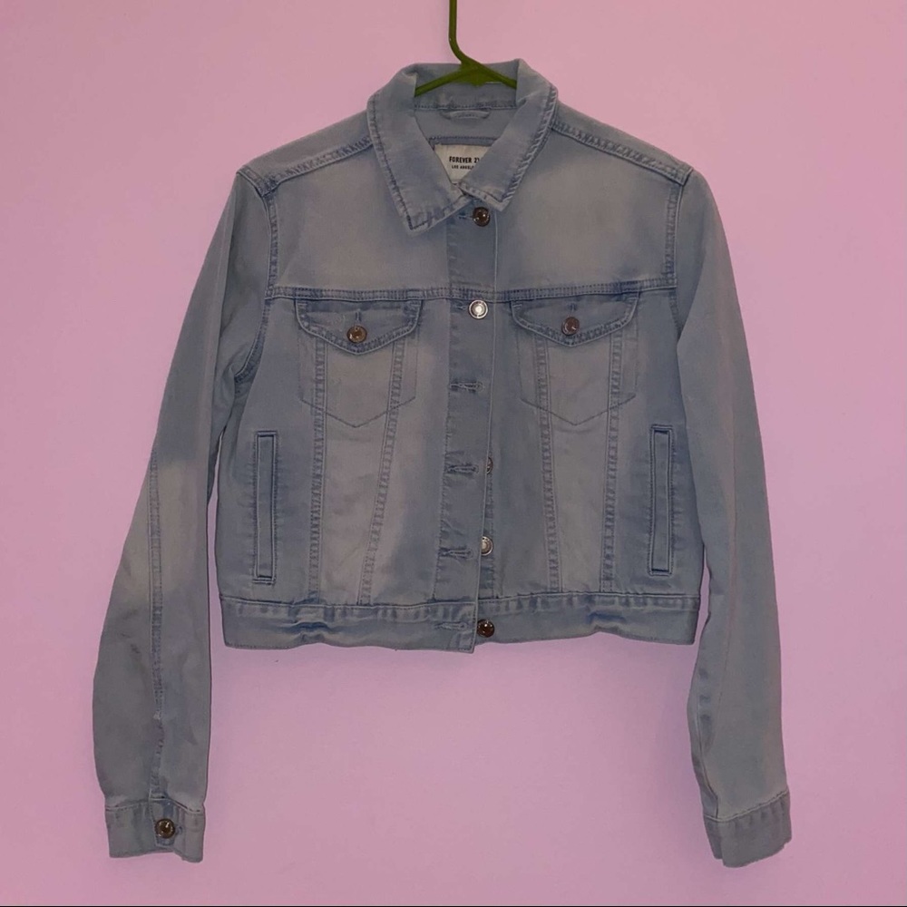 Forever 21 Washed Denim Jacket Cropped